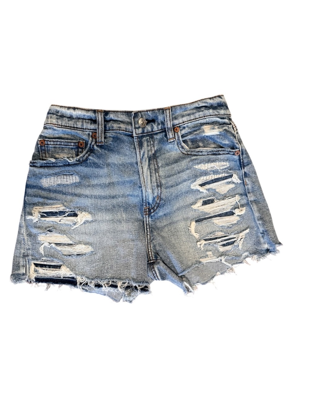 American Eagle Outfitters Light Blue Distressed Denim Shorts